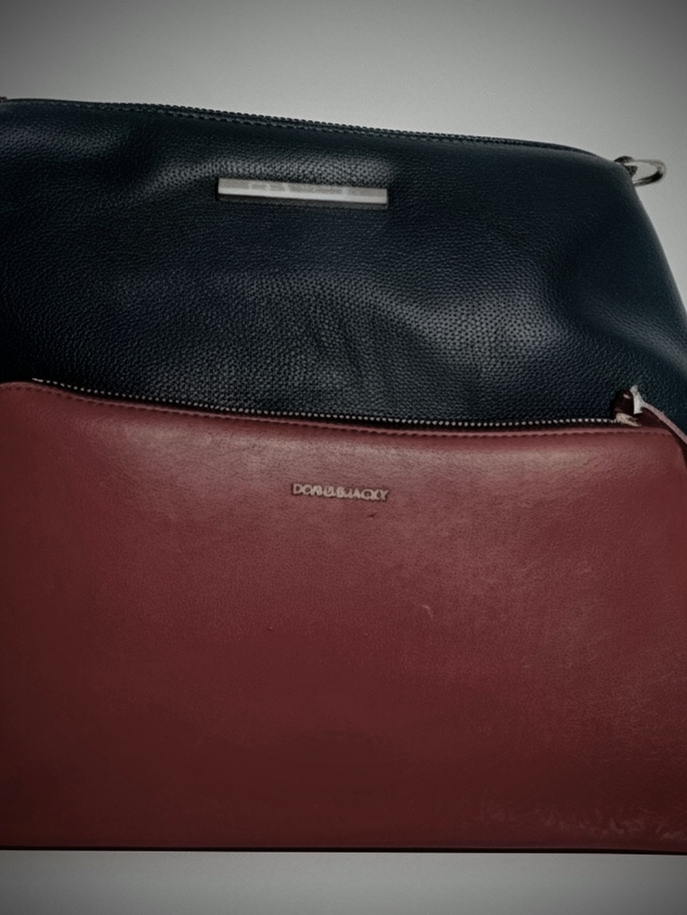 Steve Madden Black and Burgundy Two-Tone Clutch Wristlet